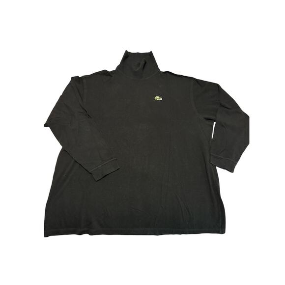LACOSTE COTTON BLACK TURTLENECK LONG SLEEVE TOP SWEATER Sz 8 XXL MADE IN FRANCE - Picture 1 of 4